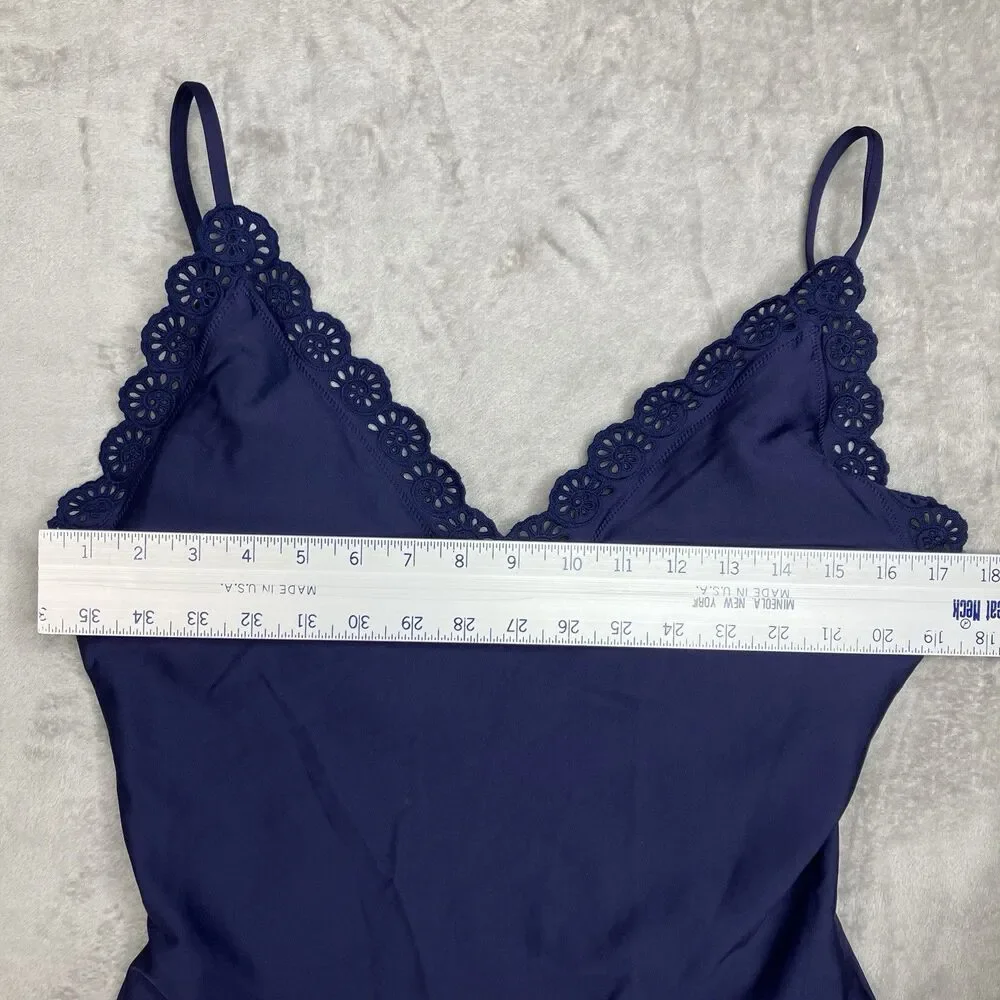 J.Crew Eyelet Lana one-piece Navy Blue Classic Sculpt CS552 Womens 16